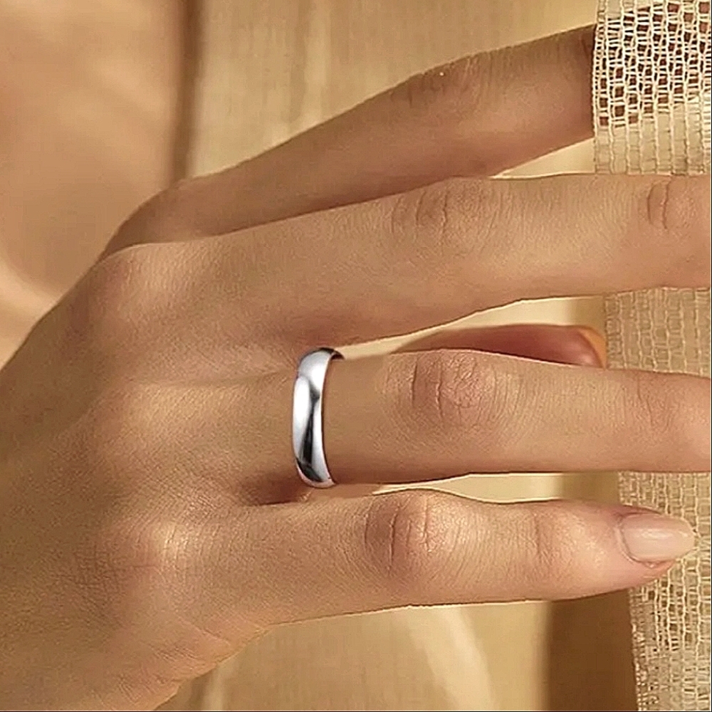 925 Solid Sterling Silver Smooth Band Ring